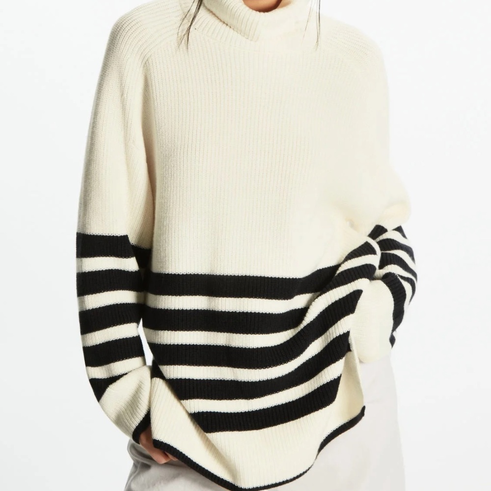 Cos Striped Roll Neck Sweater, Size Small
